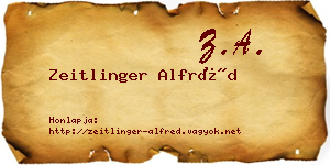 Zeitlinger Alfréd névjegykártya